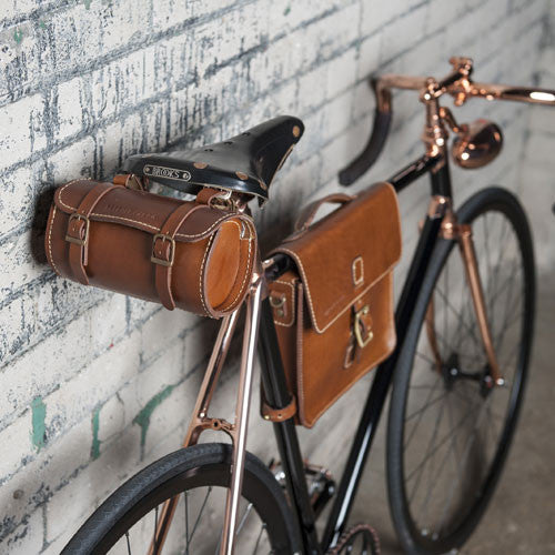 Bicycle Saddle Bag, Brown Vintage Leather Tool Bag, Motorcycle Saddle Bag  ,leather Bicycle Bag, Handlebar Bag , Leather Bicycle Accessories 
